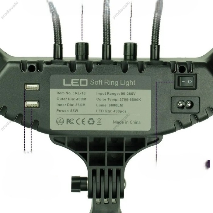 Лампа Кільцева LED CH RL-18 RGB 46cm 55W 2700-6500 К