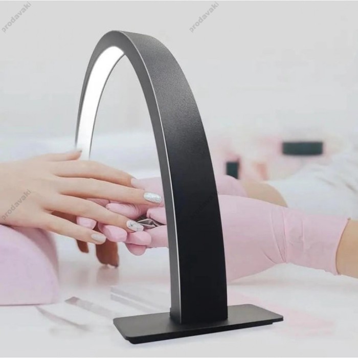 Безтіньова LED CH лампа у формі півмісяця для бьюті майстра 55х27cm 25W Black