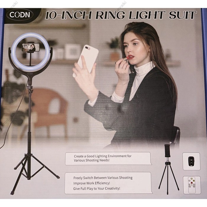 Лампа кільцева для селфі CH CODN-539B 10inch 26см 15W 3000-6500K Black