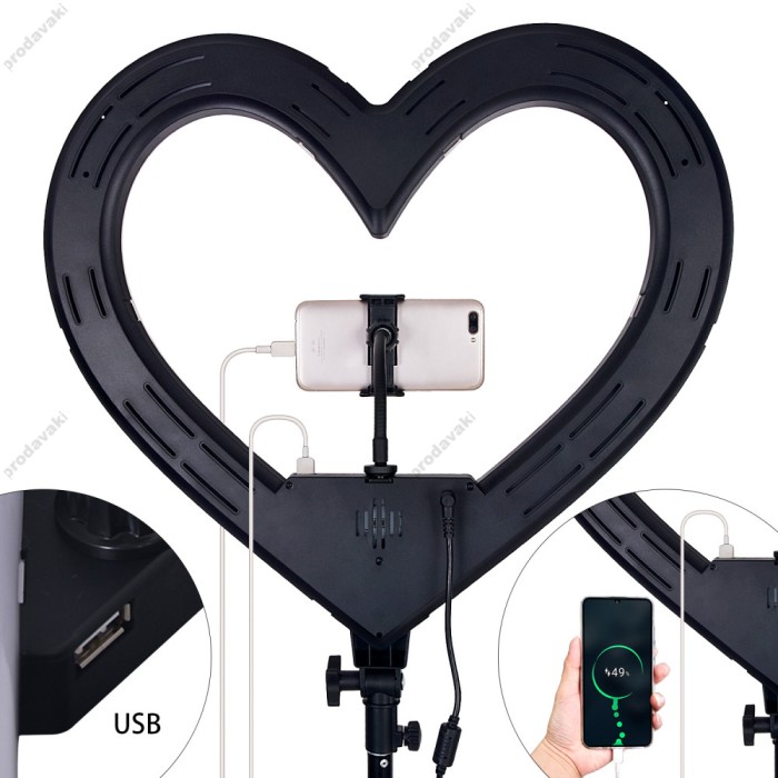 Лампа Кільцева Heart Shaped Light LED CH ZB-48RGB 48cm 19" 55W 3200-5600K