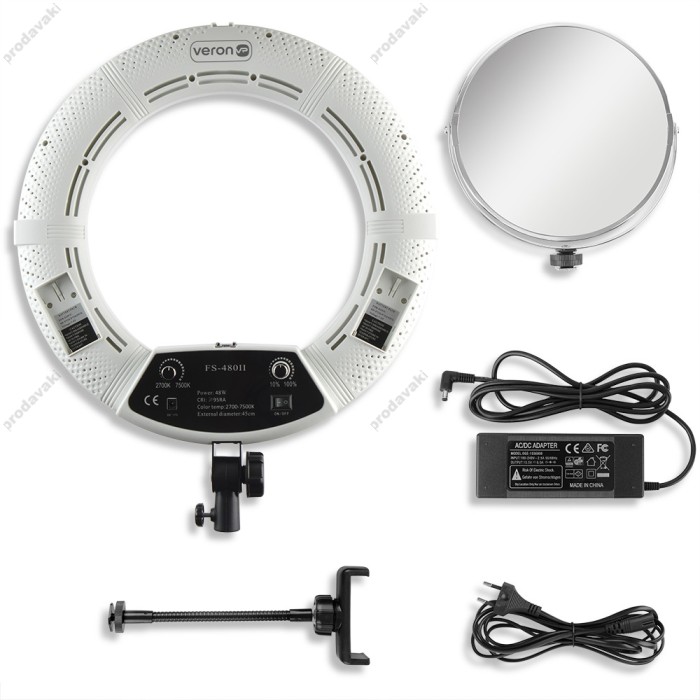 Лампа Кільцева LED Veron FS-480 II LSD White з дзеркалом 45см 48W 2700-7500K