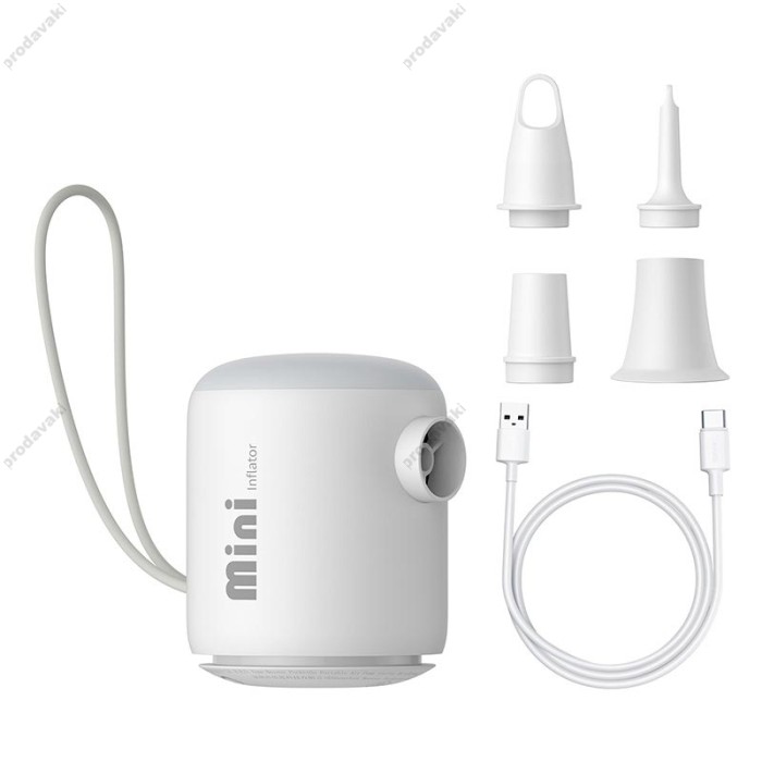 Портативний акумуляторний компресор насос Baseus Pocketgo Portable Air Pump Stellar 1600 mAh White (C11157700221-00)