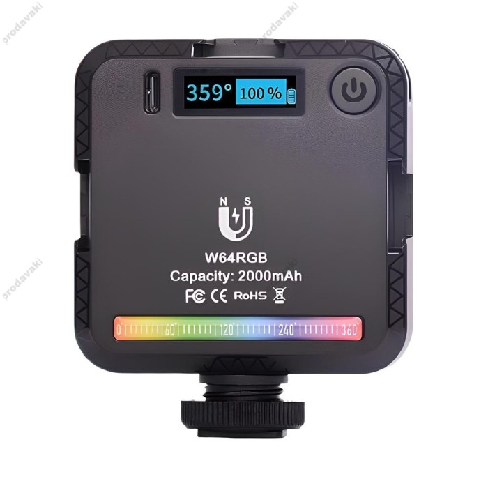 Накамерне відеосвітло LED CH W64 RGB 2500K-9000K