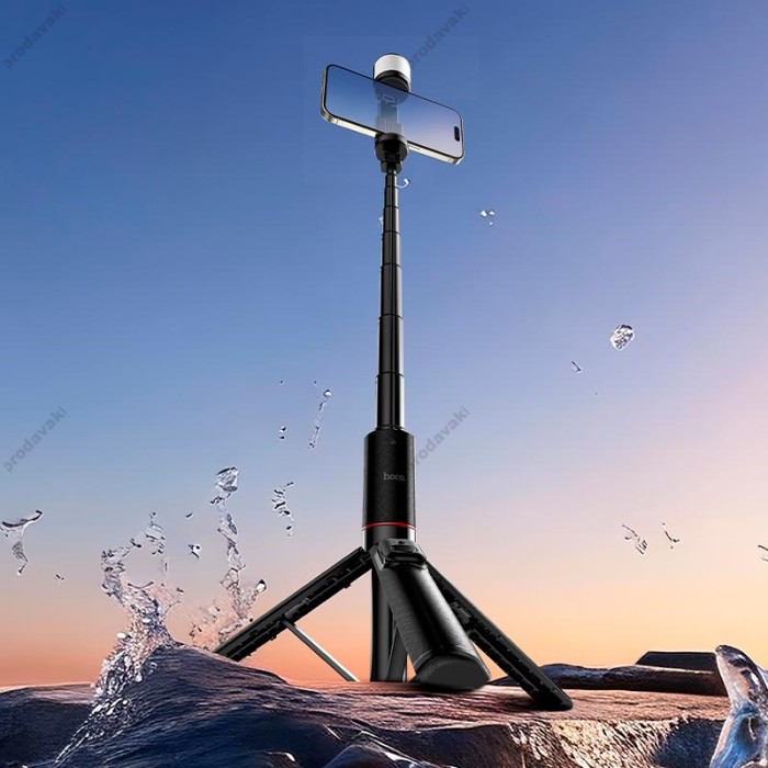 Монопод-трипод HOCO K34 Spring live broadcast holder with fill light 1.36m Black