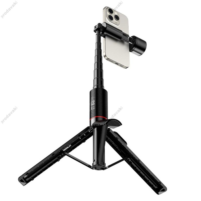 Монопод-трипод HOCO K34 Spring live broadcast holder with fill light 1.36m Black