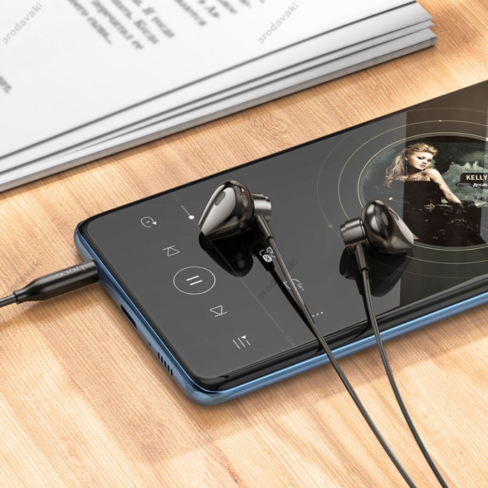 Дротові навушники Hoco M125 Smart metal universal earphones with microphone 3.5mm Black