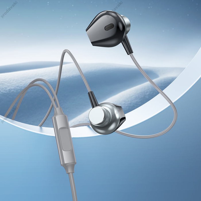 Дротові навушники Hoco M125 Smart metal universal earphones with microphone 3.5mm Metal-grey