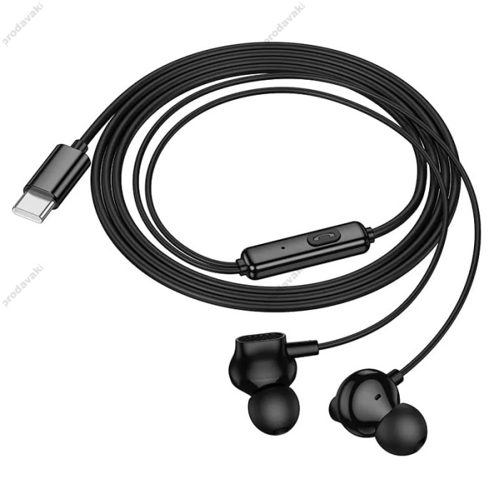 Дротові навушники HOCO M117 Victory universal digital earphones with mic Type-C Black
