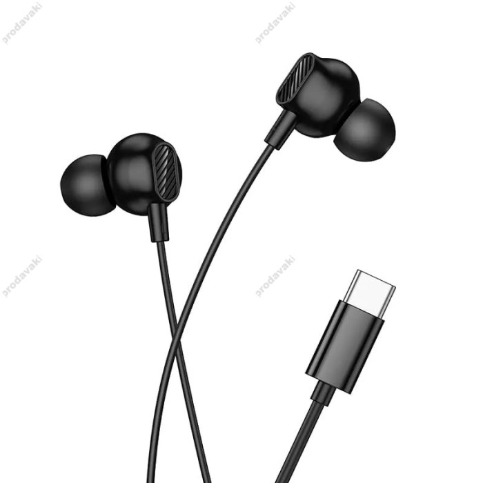 Дротові навушники HOCO M117 Victory universal digital earphones with mic Type-C Black