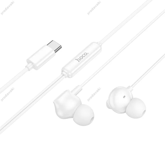 Дротові навушники HOCO M117 Victory universal digital earphones with mic Type-C White