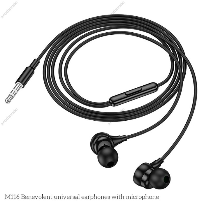 Дротові навушники HOCO M116 Benevolent universal digital earphones with microphone 3.5mm Black