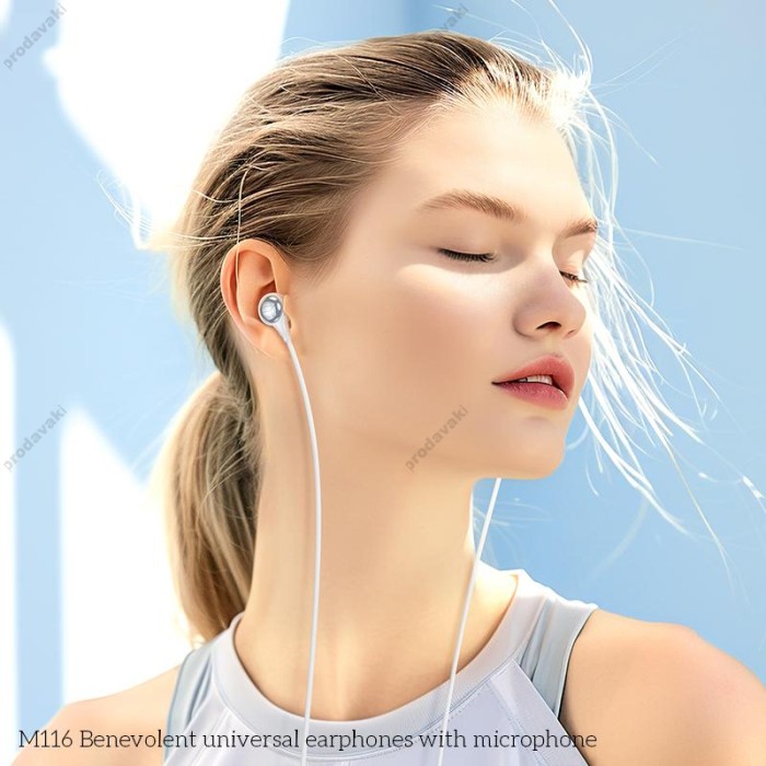 Дротові навушники HOCO M116 Benevolent universal digital earphones with microphone 3.5mm White