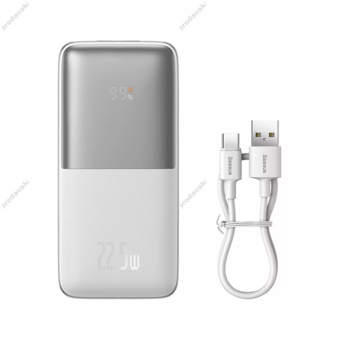 Повербанк портативний акумулятор Power bank Baseus Bipow Pro Digital Display 22.5W 10000 mAh White PPBD040002