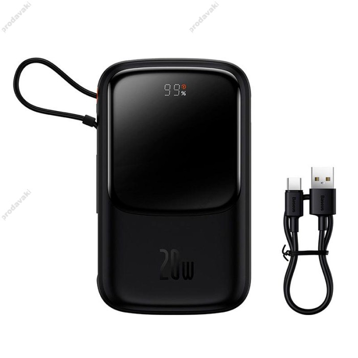 Повербанк портативний акумулятор Power bank Baseus Qpow Pro Digital Display (Lightning Cable) 20W 10000 mAh Black PPQD020001