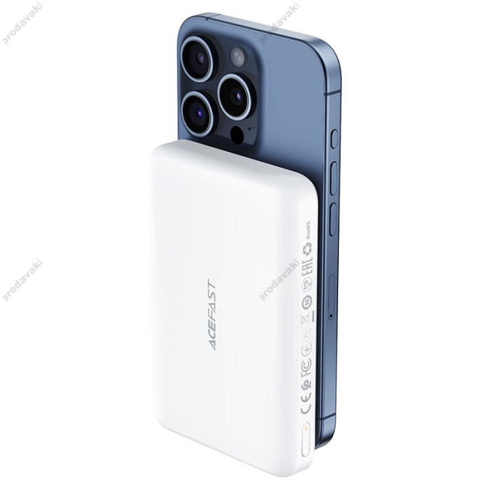 Повербанк портативний акумулятор Power bank Acefast M26 fast wireless charging MagSafe магнітний 20W 10000 mAh White