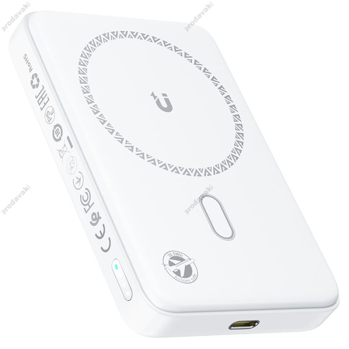 Повербанк портативний акумулятор Power bank Acefast M26 fast wireless charging MagSafe магнітний 20W 10000 mAh White