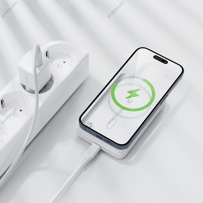 Повербанк портативний акумулятор Power bank Acefast M26 fast wireless charging MagSafe магнітний 20W 10000 mAh White