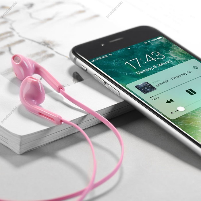 Дротові навушники HOCO M39 Rhyme sound earphones with microphone Pink