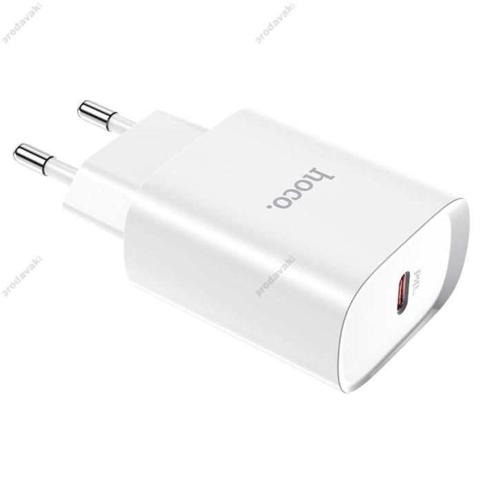 Мережевий зарядний пристрій HOCO N14 Smart single port Type-C to Lightning 20W White