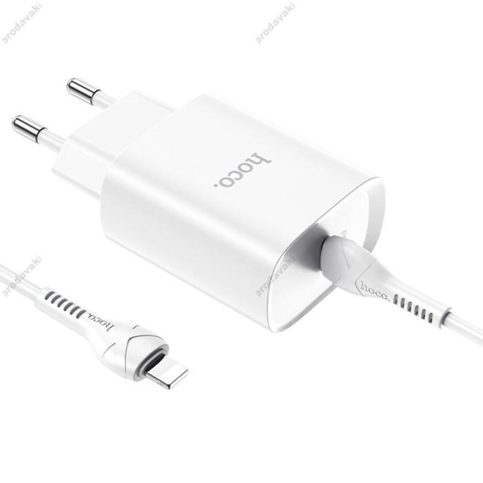 Мережевий зарядний пристрій HOCO N14 Smart single port Type-C to Lightning 20W White