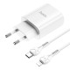 Мережевий зарядний пристрій HOCO N14 Smart single port Type-C to Lightning 20W White