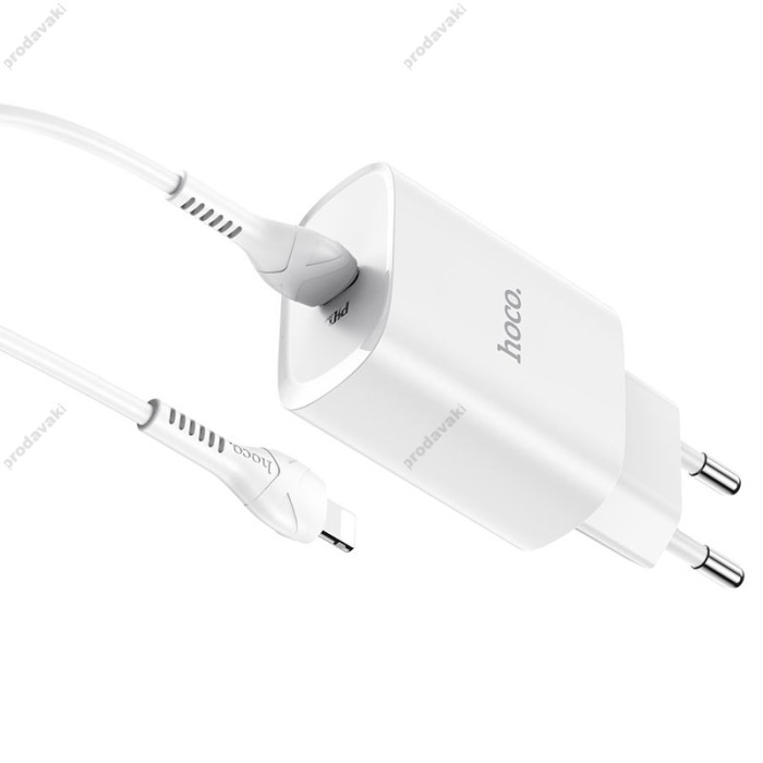Мережевий зарядний пристрій HOCO N14 Smart single port Type-C to Lightning 20W White