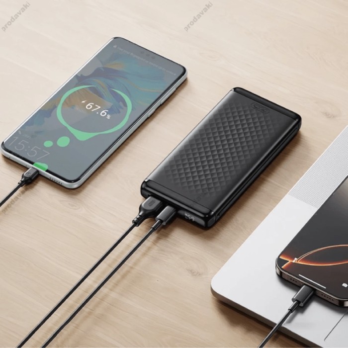 Повербанк портативний акумулятор Power bank XO PB308 USB-C 20W/USB-A 22.5W 10000 mAh Black