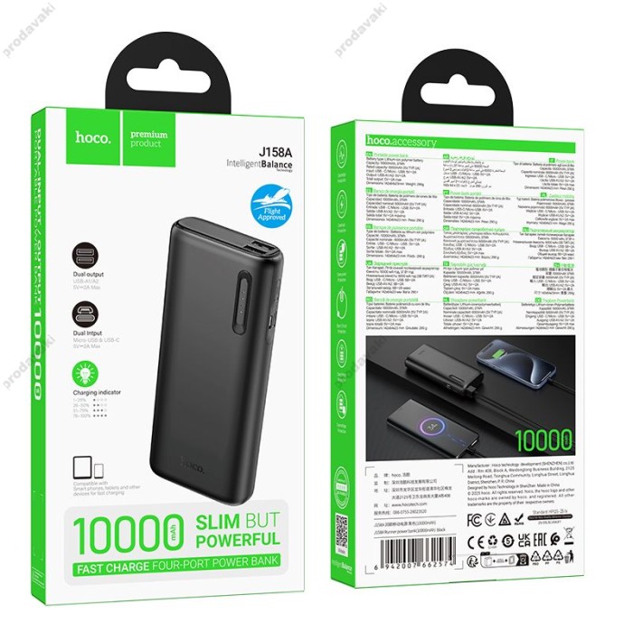 Повербанк портативний акумулятор Power bank Hoco J158A Runner 10000 mAh Black