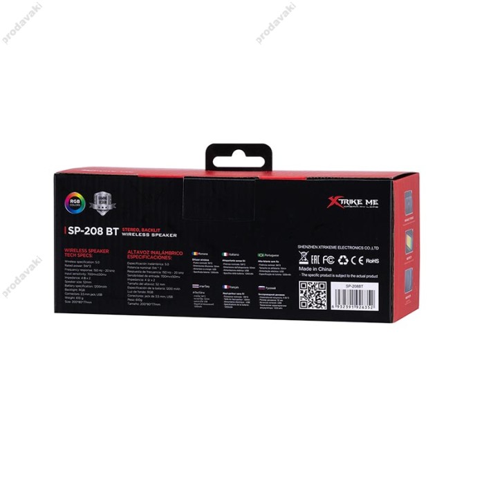 Комп'ютерна колонка XTRIKE ME SP-208BT Wireless Speaker RGB 10W Black