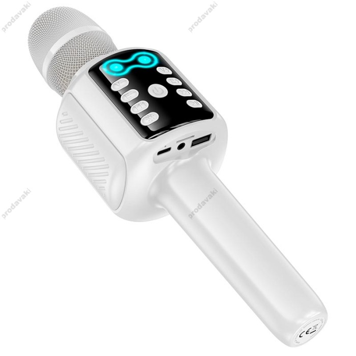 Портативна колонка-мікрофон HOCO L24 Shine karaoke microphone BT5.4, USB/TF/AUX RGB BT 5.4 White