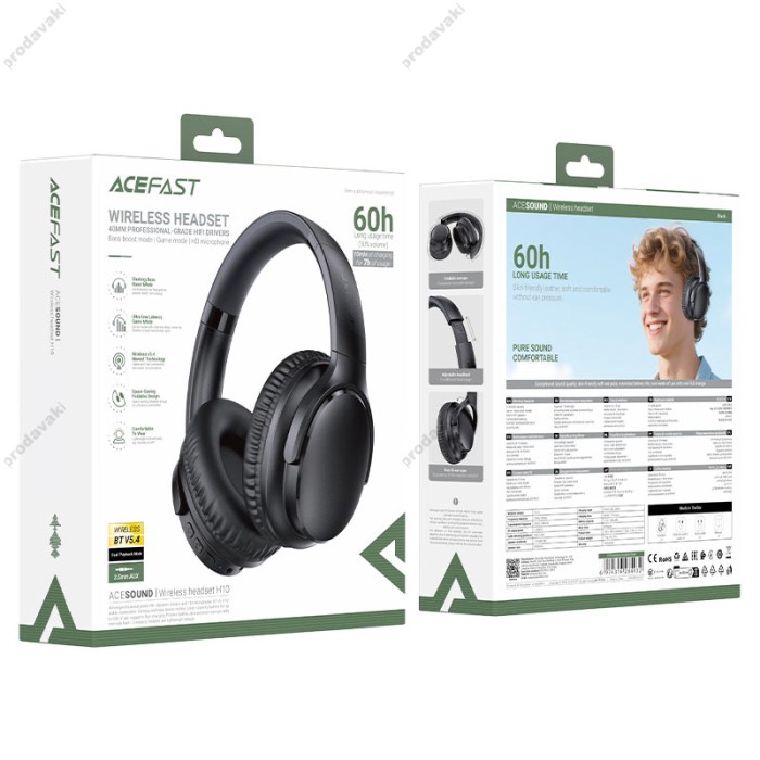 Бездротові Bluetooth навушники ACEFAST H10 Wireless Headset BT 5.4 Black
