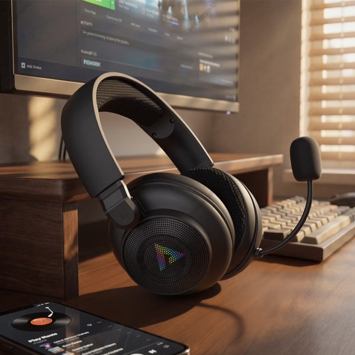 Бездротові Bluetooth навушники ACEFAST H15 RGB gaming wireless headset BT 6.0 Black