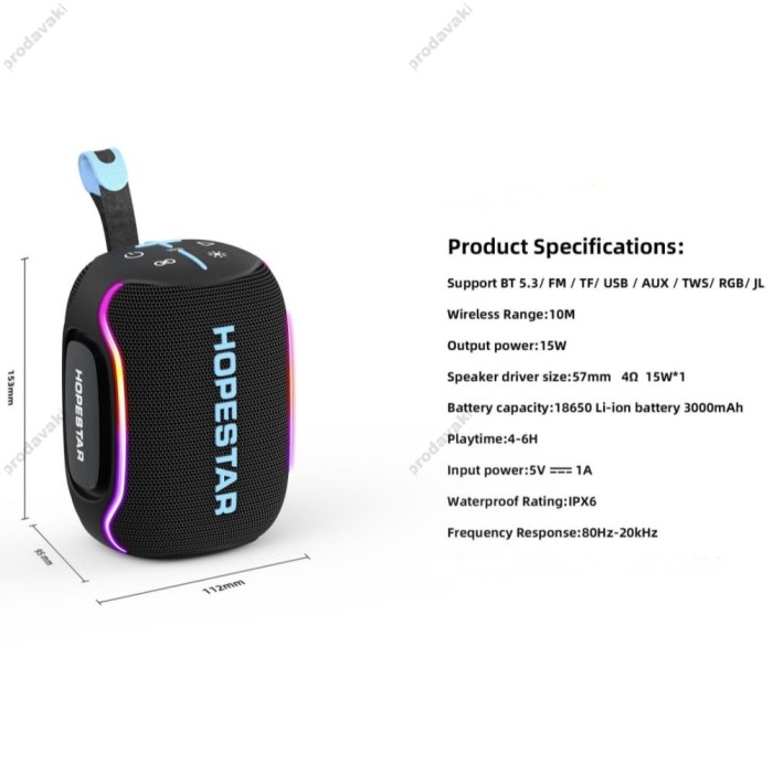 Портативна колонка Bluetooth Hopestar H73 mini 15W Black