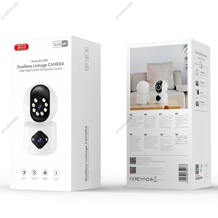 Камера відеоспостереження XO CR07 EU Supreme Pixel Dual Camera 2.4G WS WiFi + BT White