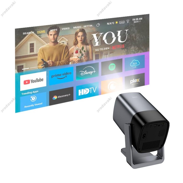 Проектор Hoco DT7 Smart electric focus projector (1080P Android version) Metal-grey