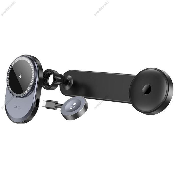 Автомобільний тримач із бездротовою зарядкою Hoco HW28 xcelso 2-in-1 wireless (center console) 15W Black