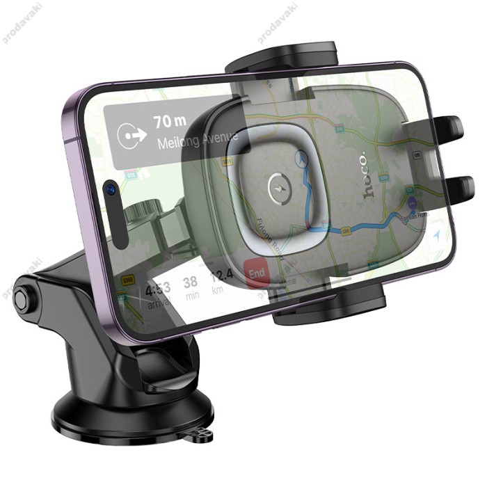 Автомобільний тримач із бездротовою зарядкою Hoco HW32 Crown push-type wireless Black