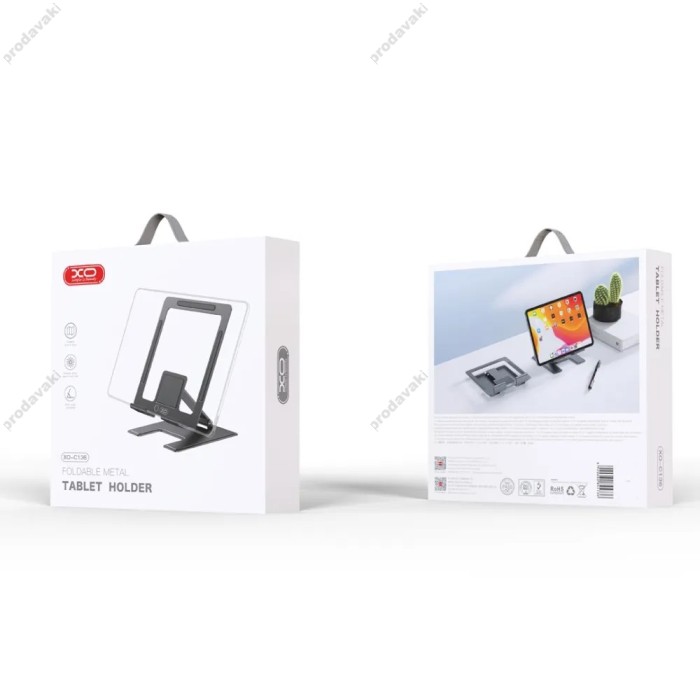 Настільний тримач XO C136 Small flat hollow all metal tablet holder Black