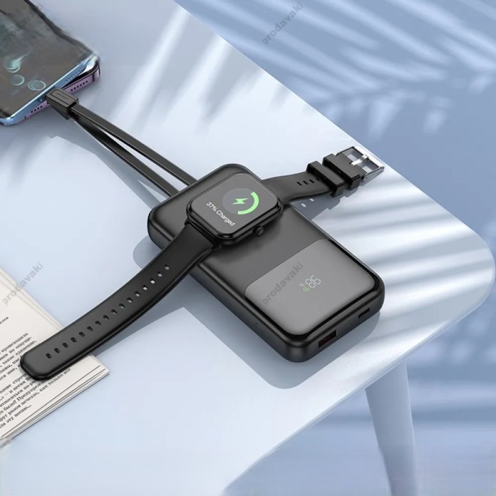Повербанк портативний акумулятор Power bank Hoco Q28 Victory with watch 22.5W 10000 mAh Black