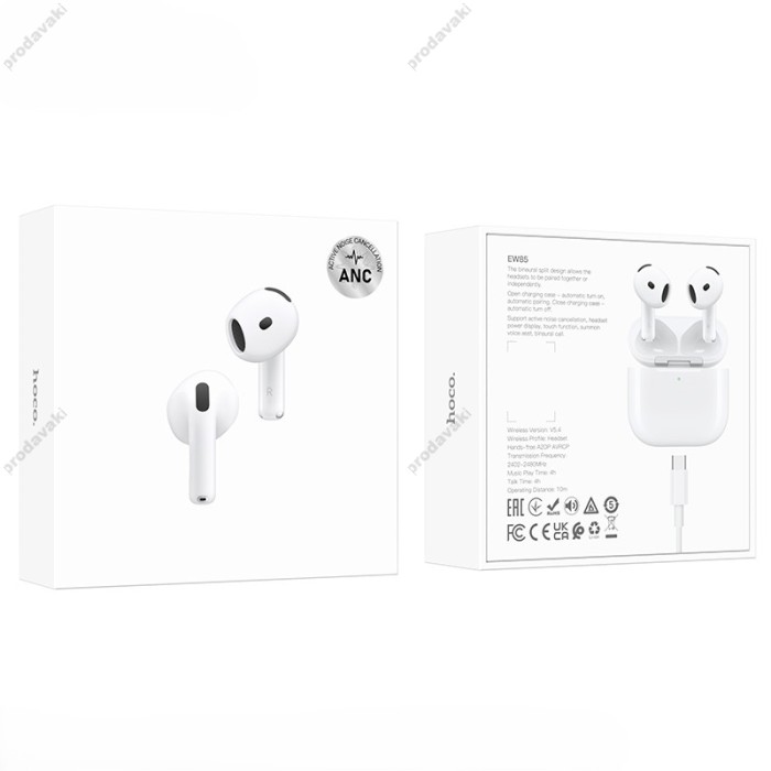 Бездротові Bluetooth навушники Hoco EW85 True Wireless ANC Noise Cancelling BT 5.4 White
