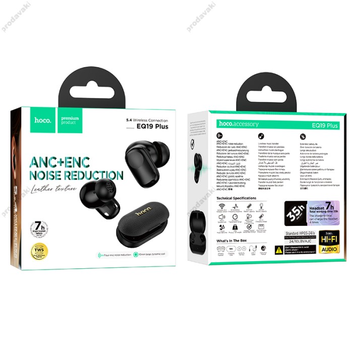 Бездротові Bluetooth навушники HOCO EQ19 Plus Duke V true wireless ANC+ENC BT 5.4 Black