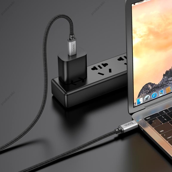 Кабель HOCO US05 USB4 HD high speed data cable Type-C to Type-C 100W 5A 1m Black