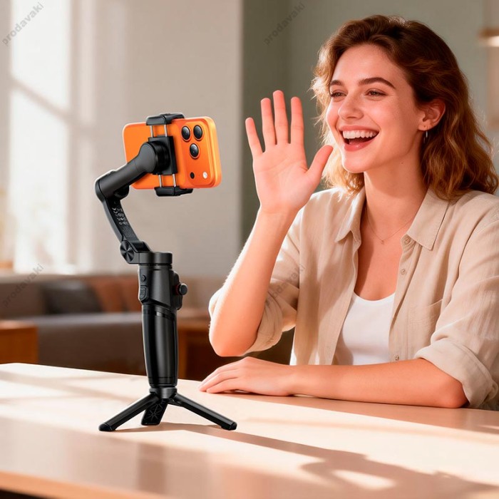 Трехосьовий стабілізатор (стедікам) Hoco K91 Three-axis intelligent gimbal app tripod Black