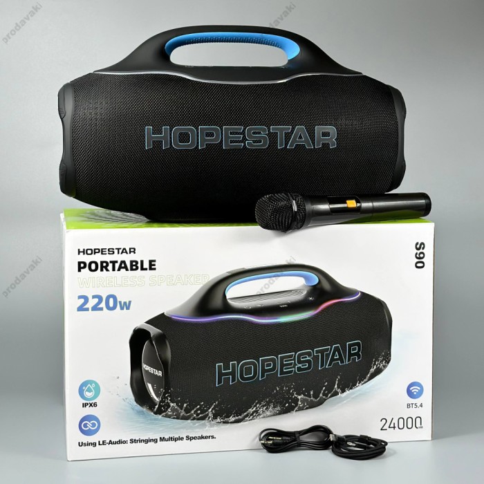Портативна колонка Bluetooth Hopestar S90 з мікрофоном 220W Black