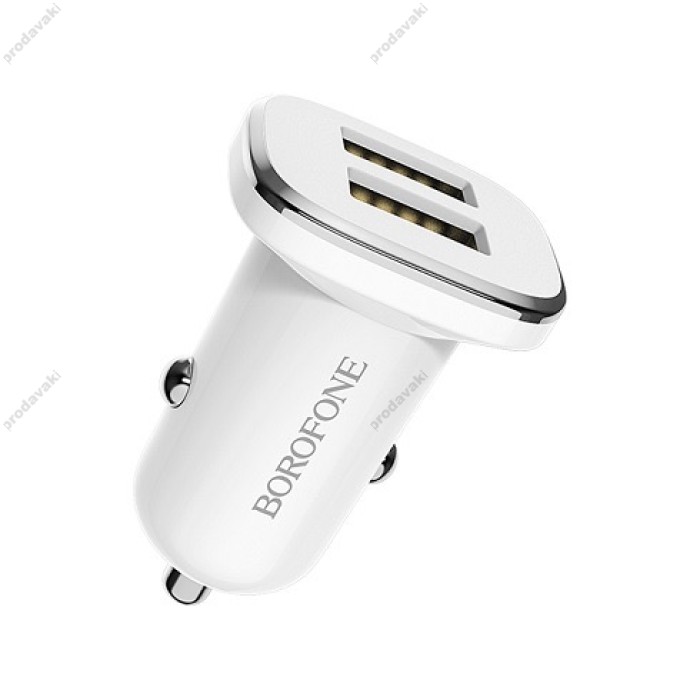 Автомобільний зарядний пристрій BOROFONE BZ12 Lasting Micro Cable 2USB 2.4A White