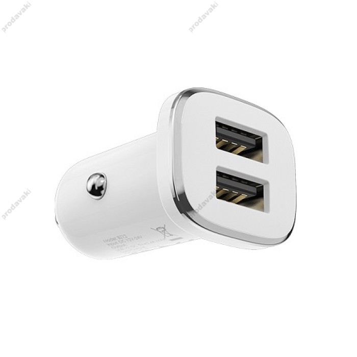 Автомобільний зарядний пристрій BOROFONE BZ12 Lasting Micro Cable 2USB 2.4A White