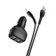 Автомобільний зарядний пристрій Hoco Z36 Leader Lightning Cable 2USB 2.4A Black
