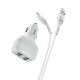 Автомобільний зарядний пристрій Hoco Z36 Leader Lightning Cable 2USB 2.4A White