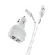 Автомобільний зарядний пристрій Hoco Z36 Leader Type-C Cable 2USB 2.4A White