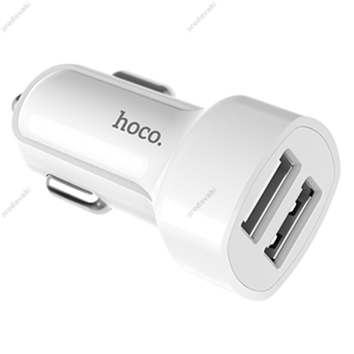 Автомобільний зарядний пристрій Hoco Z2A Lightning cable 2USB 2.4A White